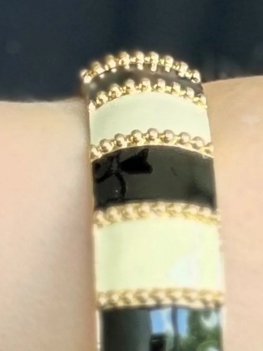 Kate Spade Harbor Lights Black Cream Enamel Bangle Bracelet - Picture 4 of 8